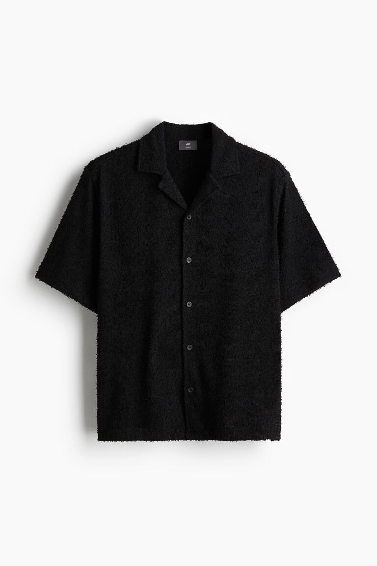 

Повседневная рубашка из махровой ткани свободного кроя H&M, черный