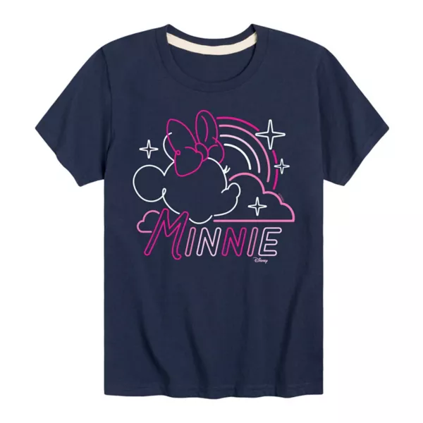 

Футболка для мальчиков 8-20 лет с неоновым радужным принтом Minnie Mouse Disney, синий