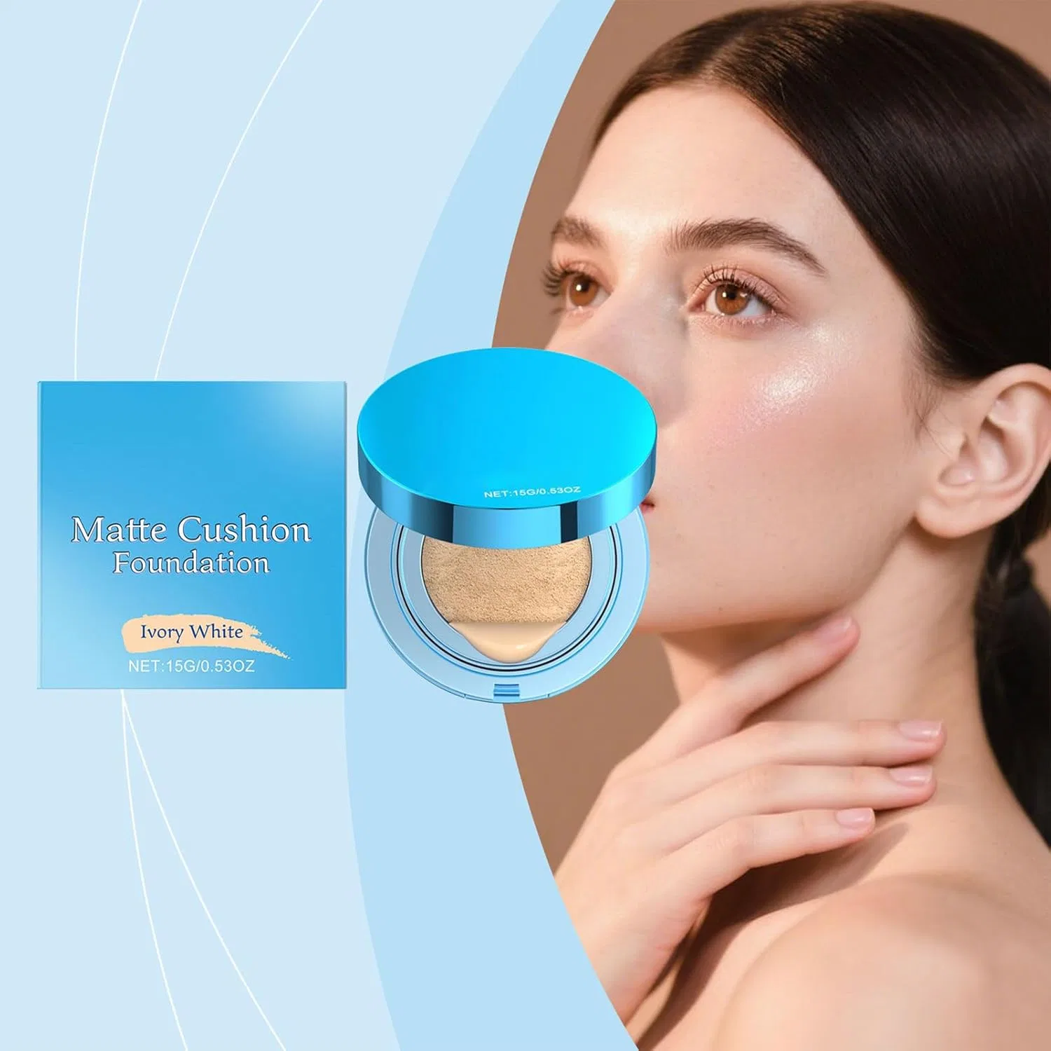 Тональное средство Cushion Foundation водостойкое, No brand, 15 г, цвет слоновой кости — фото 3