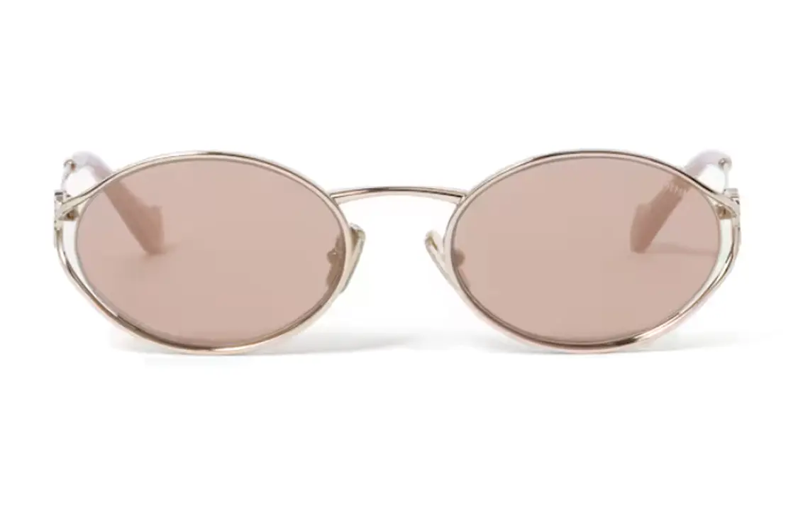 Солнцезащитные очки MIU MIU с овальной оправой и логотипом — фото 4