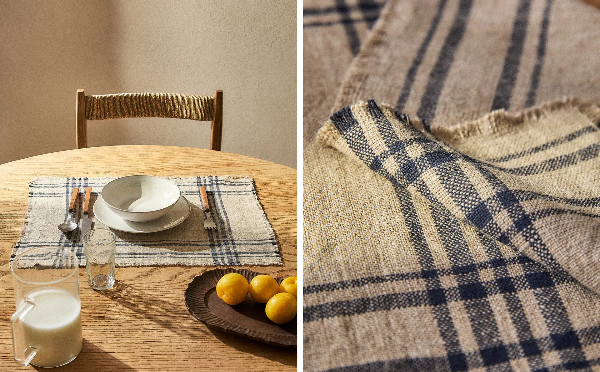 

Клетчатая льняная подставка для столовых приборов Zara Home, синий