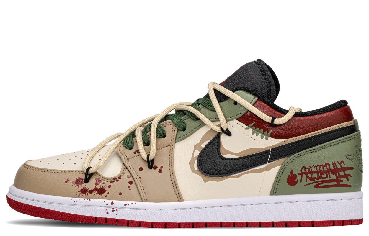 

Кроссовки Air Jordan 1 Vintage Basketball Shoes Men Low-top Red/Green, красный