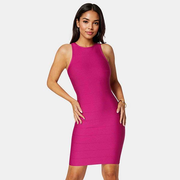 

Женское мини-платье с круглым вырезом Bebe, Fuchsia