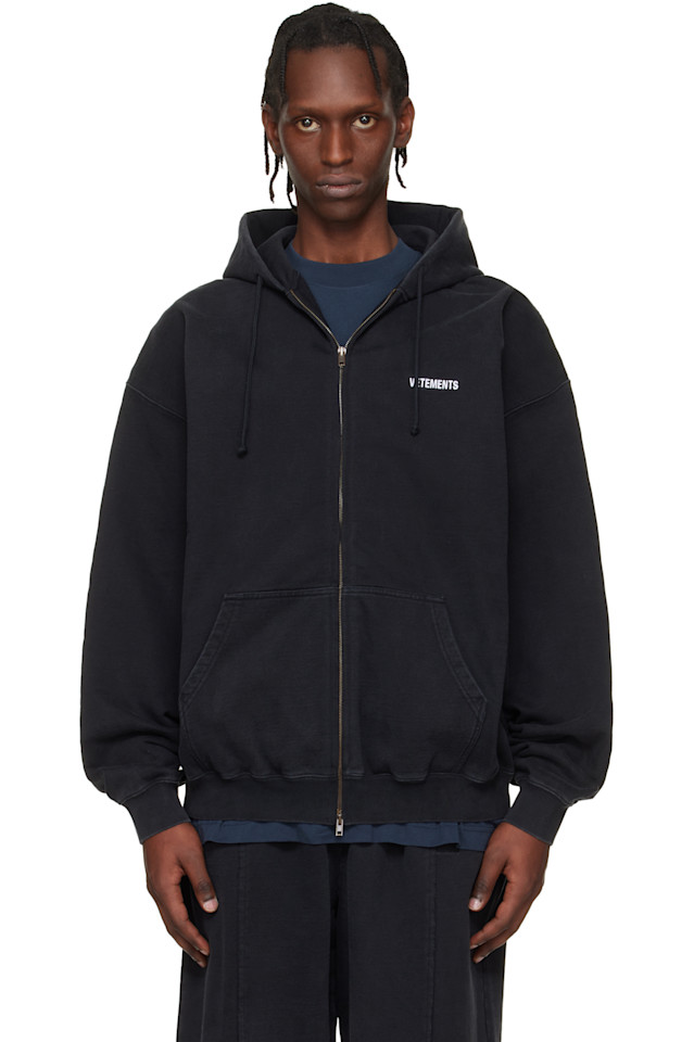 

Худи на молнии с культовым логотипом Vetements, черный