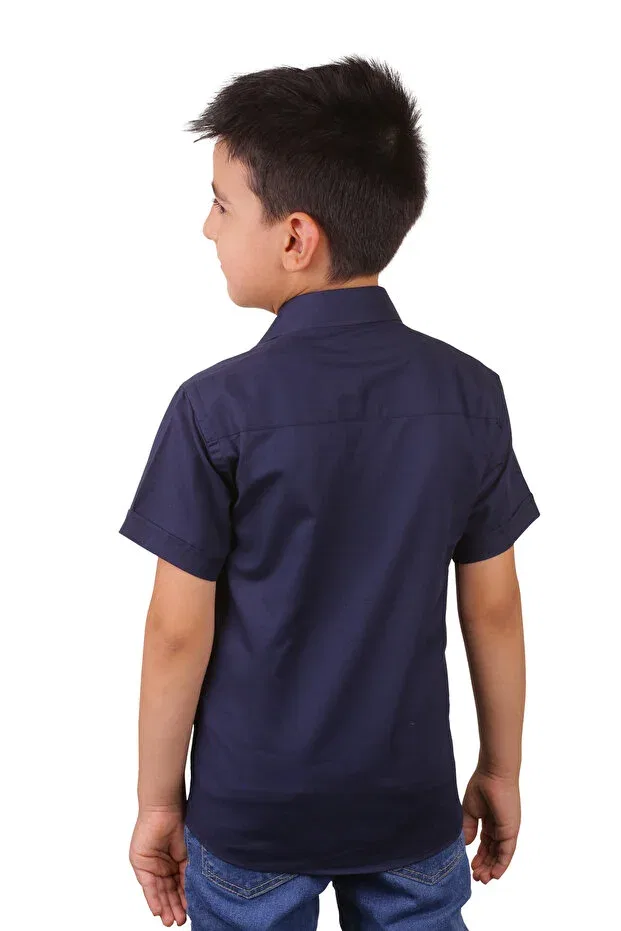 Детская рубашка для мальчиков с коротким рукавом Butik, Navy Blue — фото 2