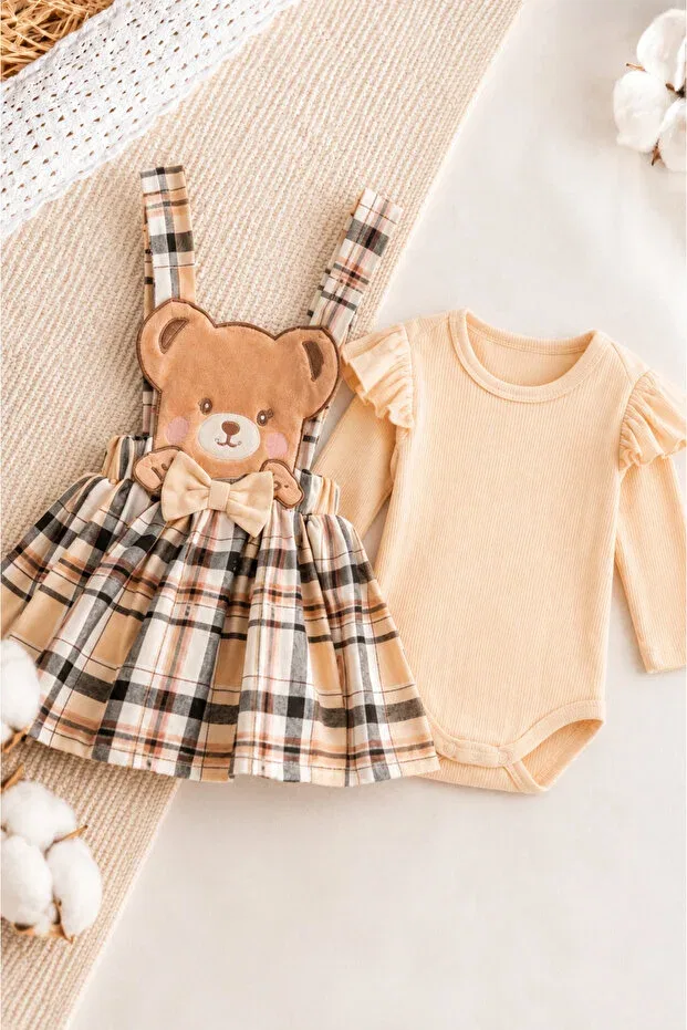 Детский комплект для девочек с принтом Teddy Bear Izyalif Baby, Beige