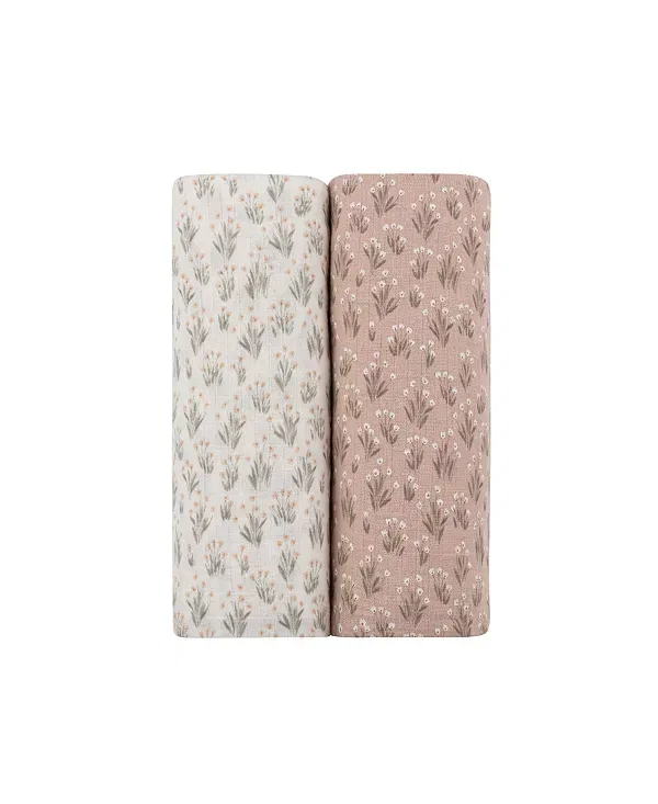 Детский комплект пеленок из муслина с принтом French Terry Blooms Collection Ely'S & Co., Ivory Mauve