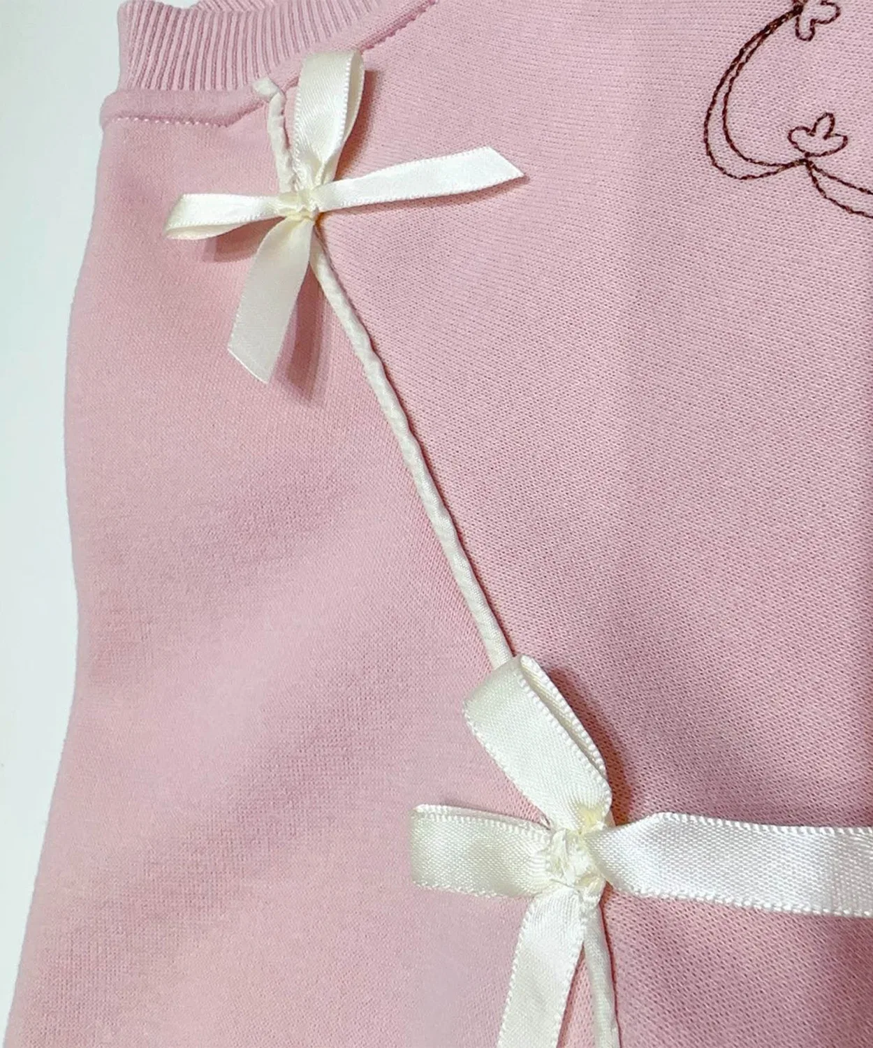 Детский свитшот для девочек с вышивкой и лентами Ribbon Sweatshirt aimoha, Off White — фото 4