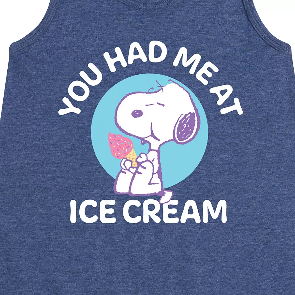 Детское платье для девочек без рукавов You Had Me At Ice Cream Peanuts, Heather Navy — фото 2