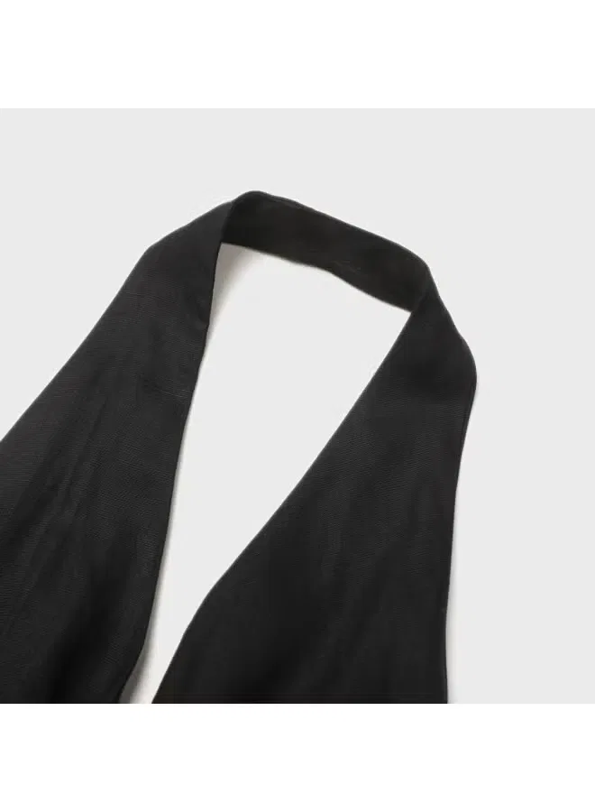 Блузка с асимметричным узлом и V-образным вырезом Zara, черный — фото 4
