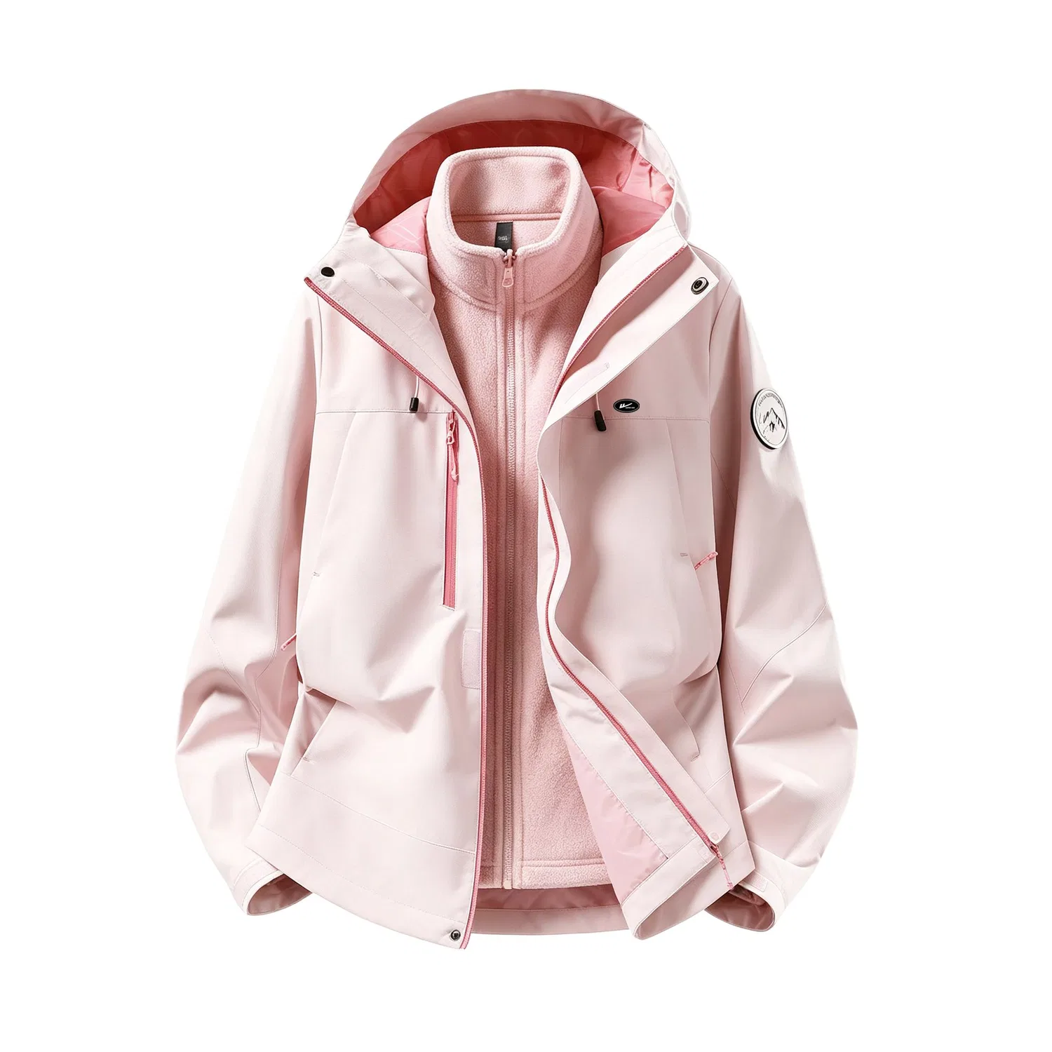 Детская ветровка с капюшоном, прямой крой, Pink (DIY Badge), WARRIOR