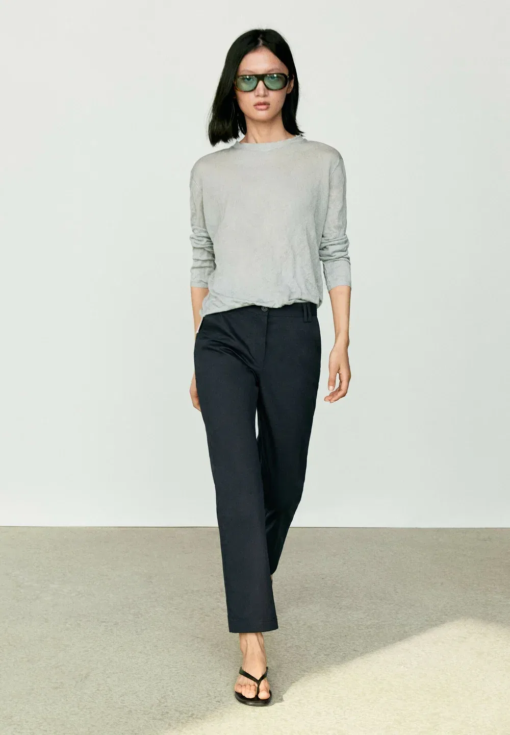 Брюки-Клеш из эластичной хлопковой смеси Massimo Dutti, Dark Blue — фото 2