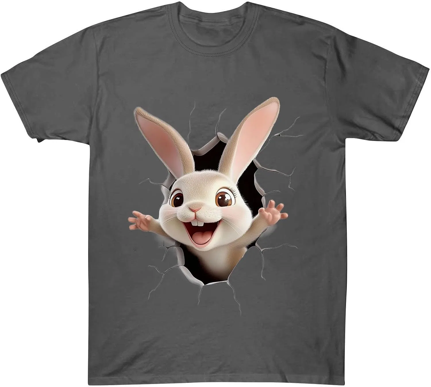 Женская футболка-свитшот с принтом кролика, Easter Day Shirts, тёмно-серый — фото 4