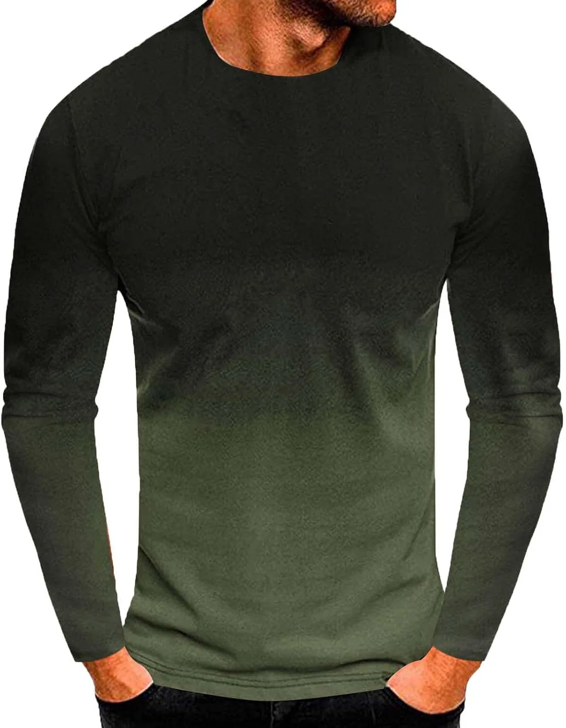 Мужская футболка с длинным рукавом градиентная свободного кроя, Mint Green