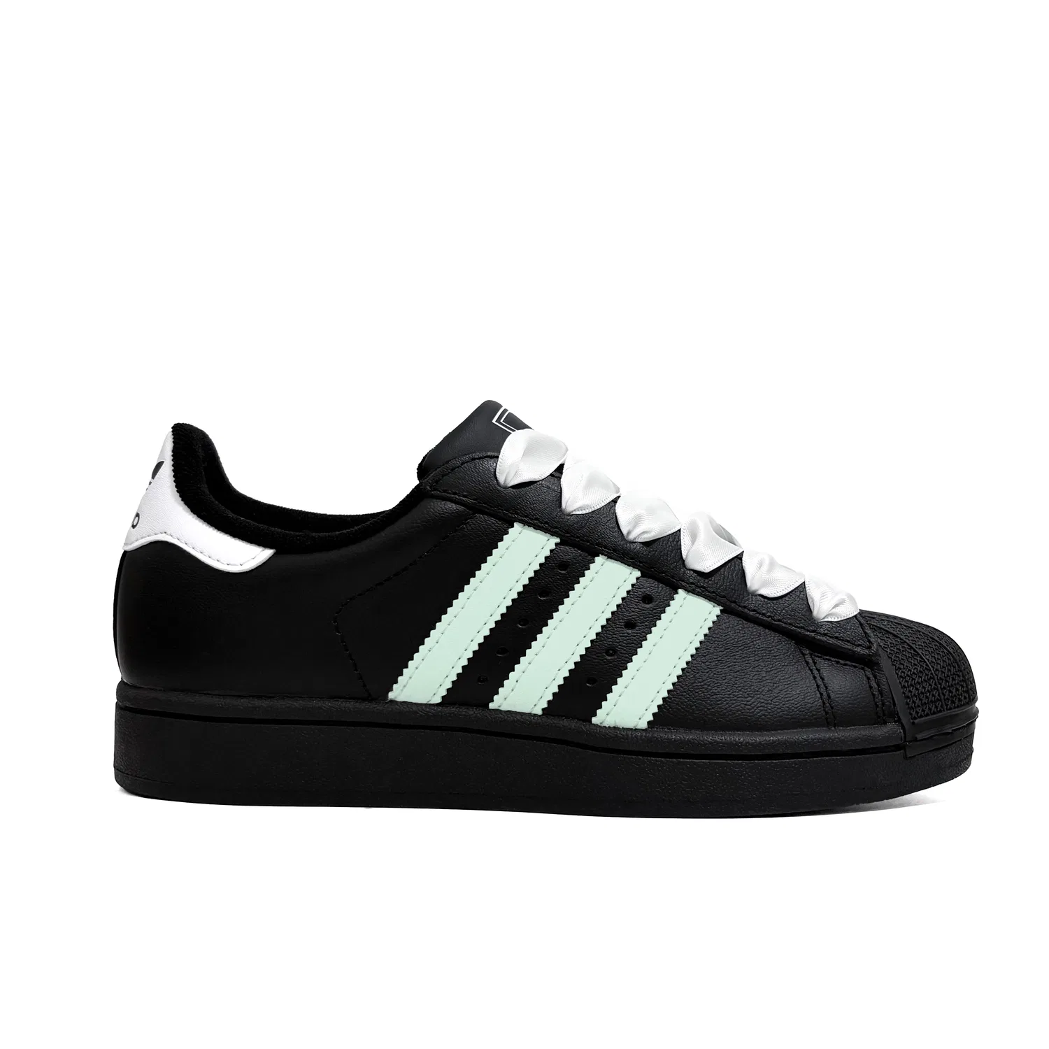 Детские кожаные кроссовки для скейтбординга с закрытым носком Adidas Originals Superstar 2, Черный — фото 3