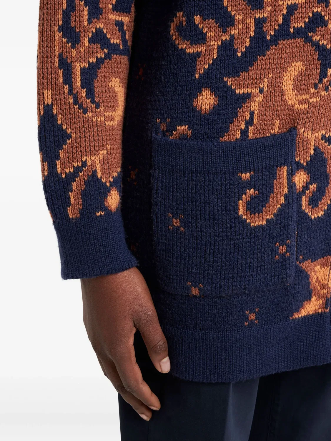 Кардиган из шерши с жаккардовым узором ETRO, синий — фото 2