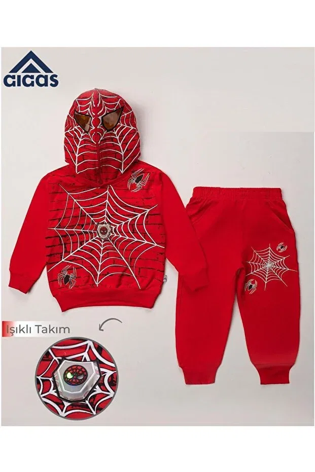 Детский комплект спортивного костюма для мальчиков с принтом Spider-Man E.T.Ç Baby, Red Etç Baby