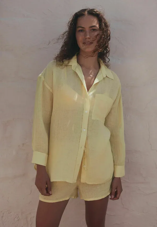 Блузка свободного кроя Button-down blouse Next, желтый — фото 2