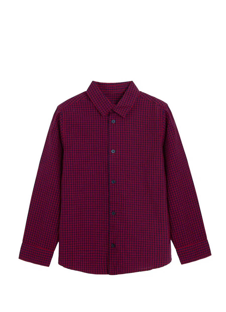 Рубашка Cool Club Regular fit на пуговицах, модель 'SHIRT L/S', темно-синего и бордового цвета