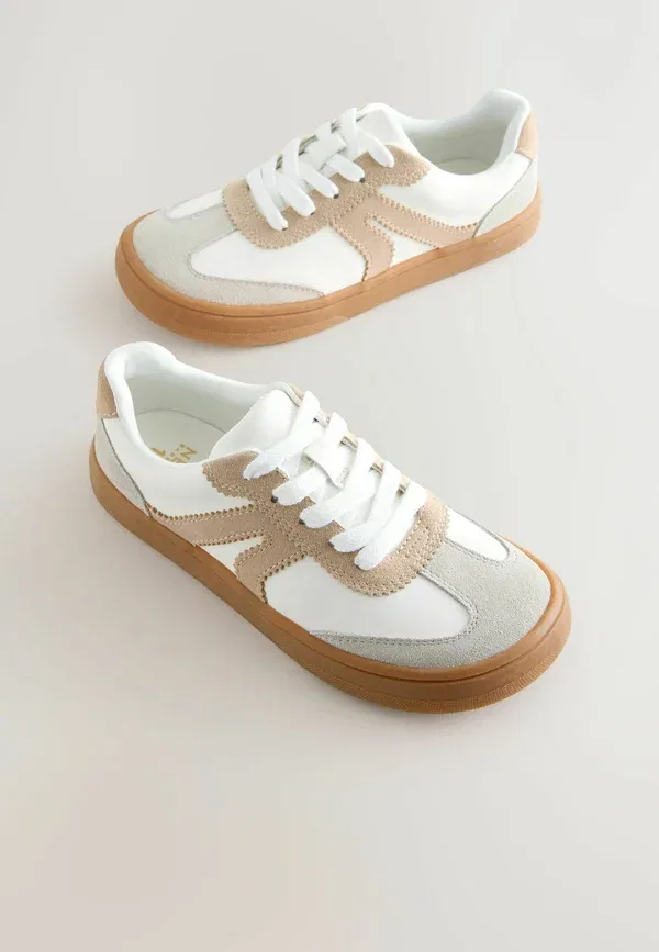 Кроссовки с кожаным верхом Regular fit - barefoot lace-up trainers Next, neutral, нейтральный — фото 2