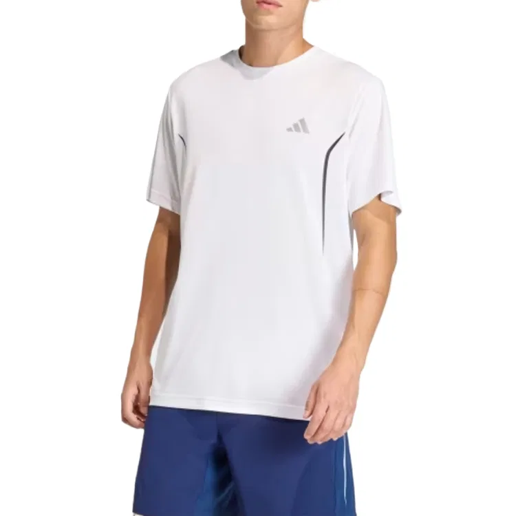 Футболка с круглым вырезом, белая с серебристыми элементами, Adidas, White/Reflective Silver