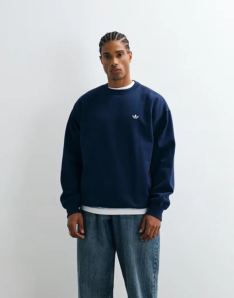 Толстовка Adidas Originals Essential свободного кроя, темно-синяя — фото 4