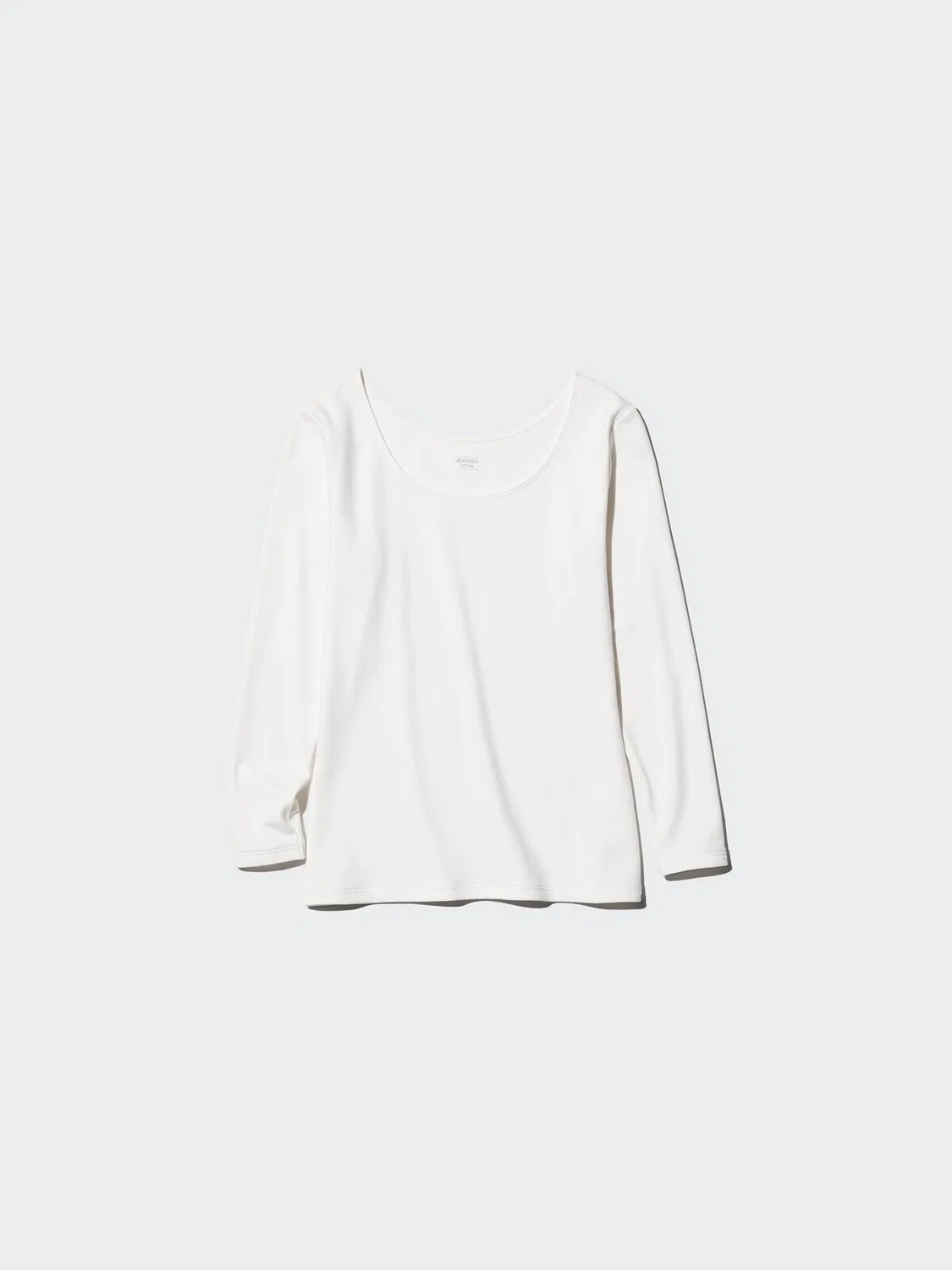 Футболка Uniqlo Heattech, хлопковая, с U-образным вырезом и рукавами 8 дюймов, кремовый — фото 2