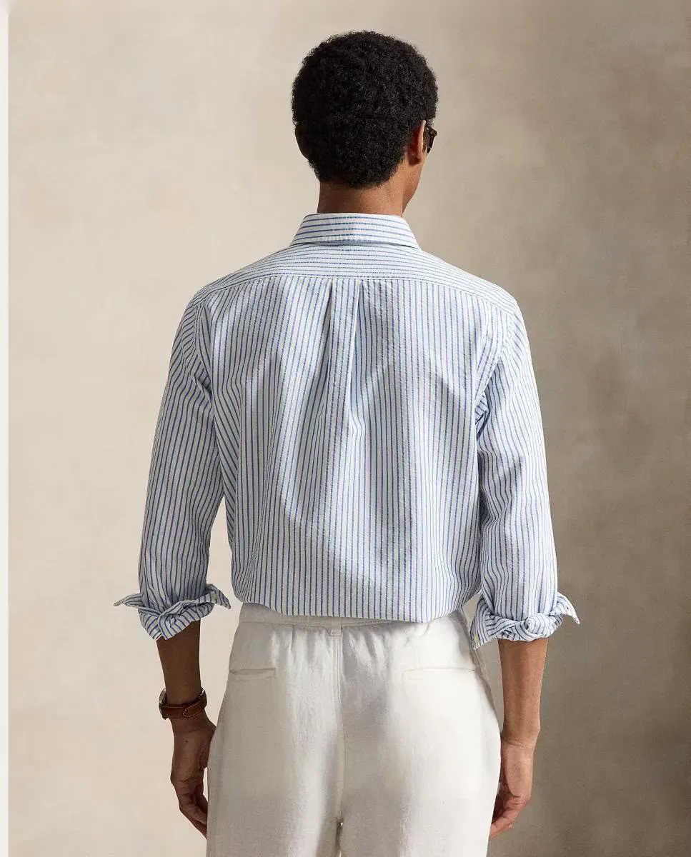 Мужская рубашка оксфорд Slim Fit Polo Ralph Lauren, Синий — фото 2