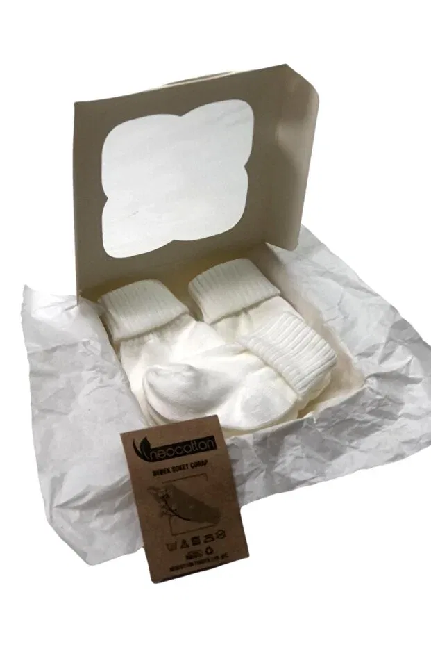 Детские носки для новорожденных хлопковые 3 шт. Neocotton, Ecru — фото 2
