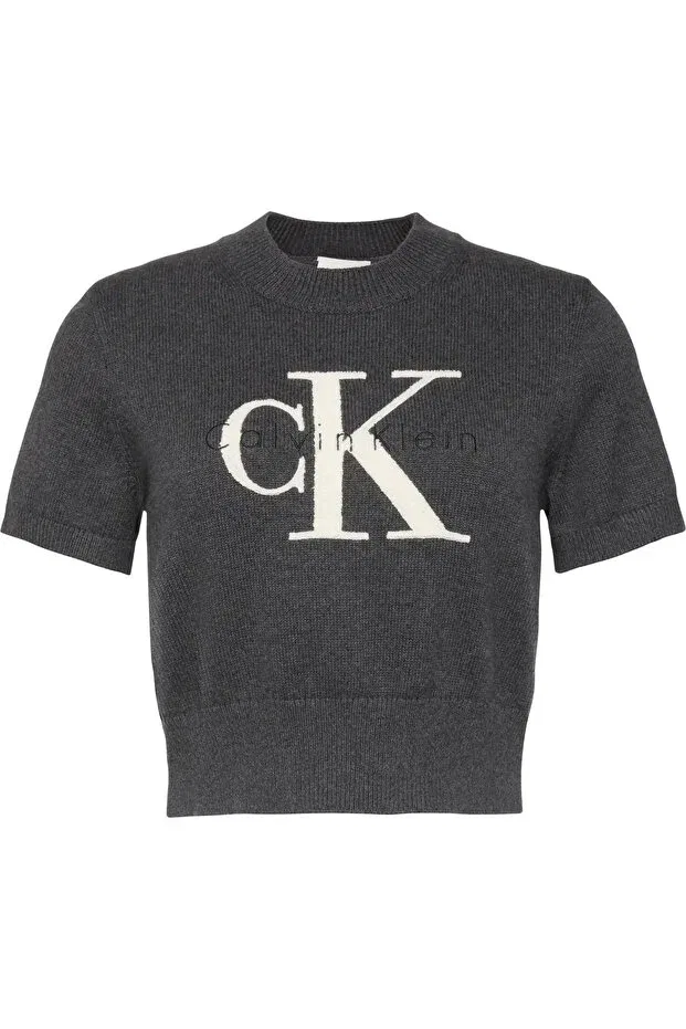 Женская хлопковая футболка с принтом Calvin Klein, Gray