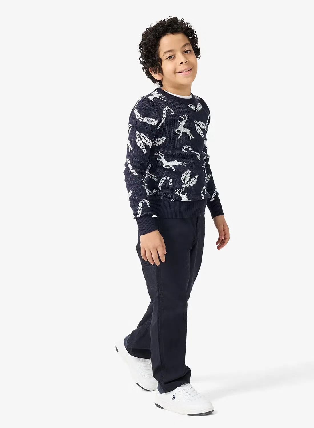 Пуловер трикотажный с длинным рукавом JJXMAS Jack & Jones Junior, небесно-голубой — фото 4