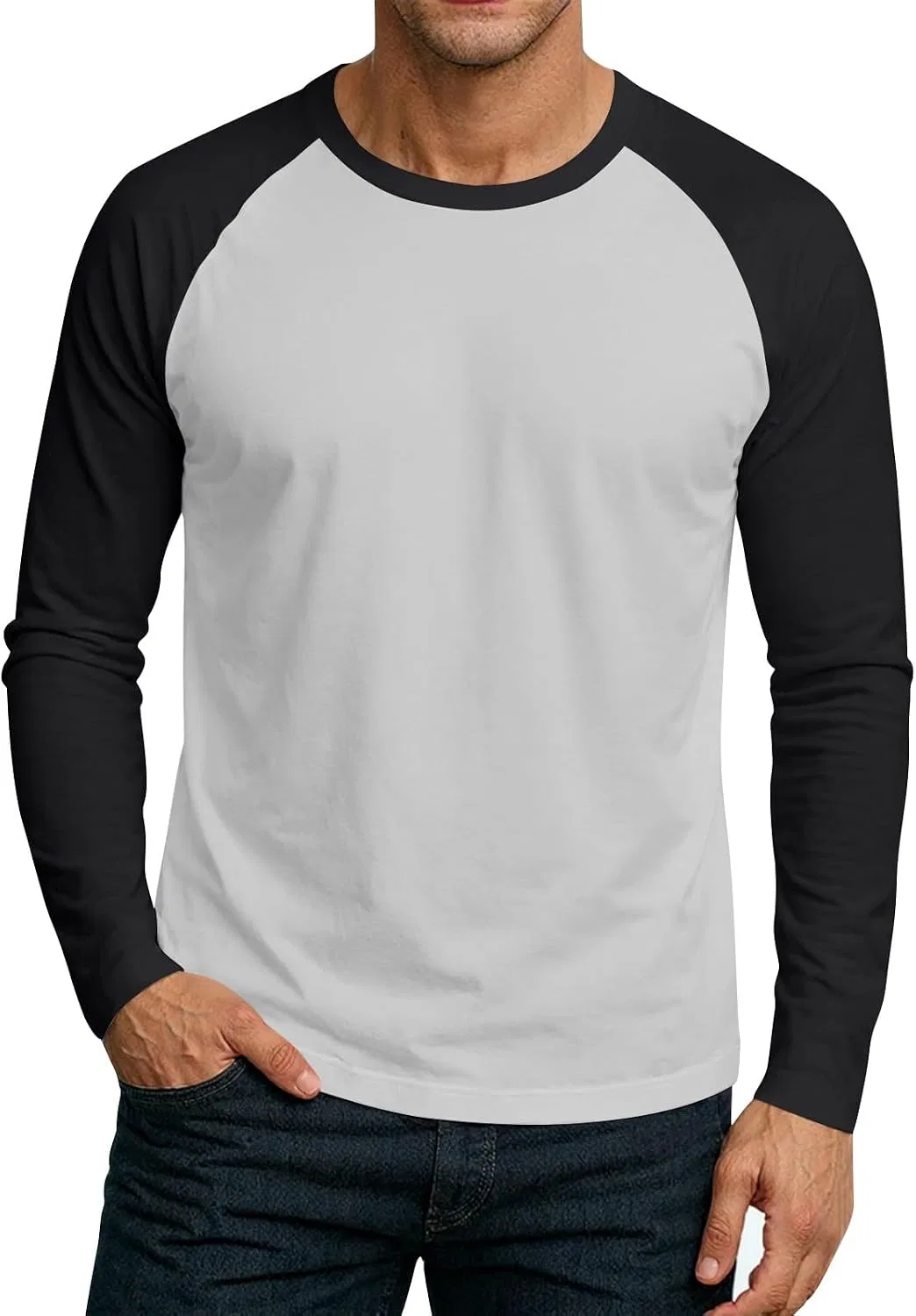 Мужская длинная футболка с круглым вырезом, M-3XL, Black — фото 2