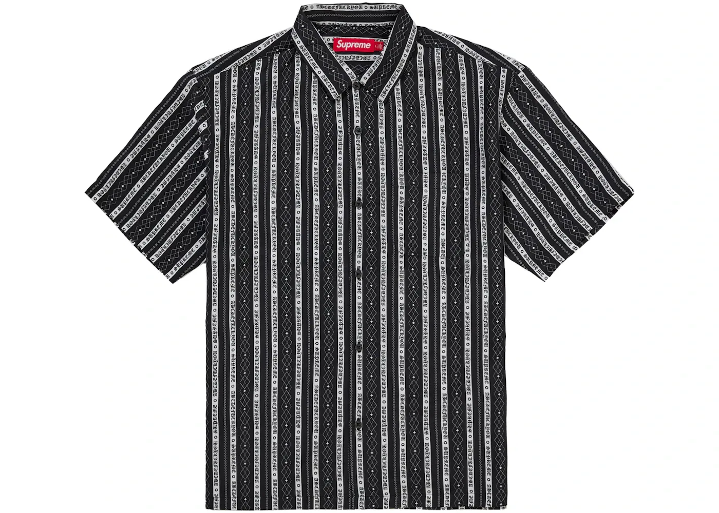 Мужская футболка с принтом Supreme Old English Stripe, Black