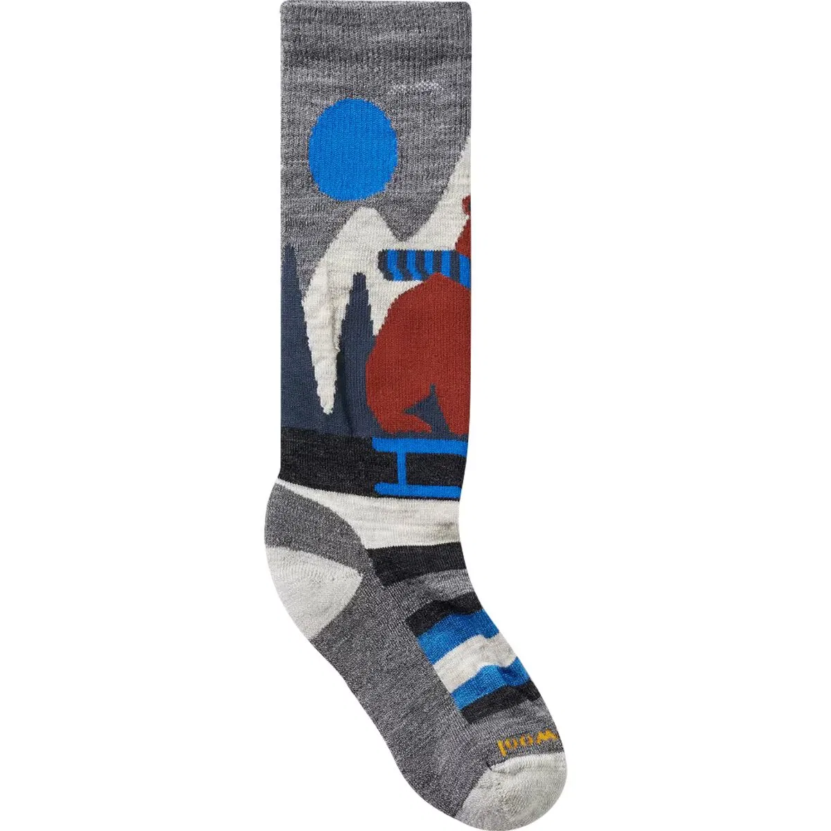 Детские носки для мальчиков с принтом Ski Light Cushion Sleigh Bear OTC Sock Smartwool, Medium Gray