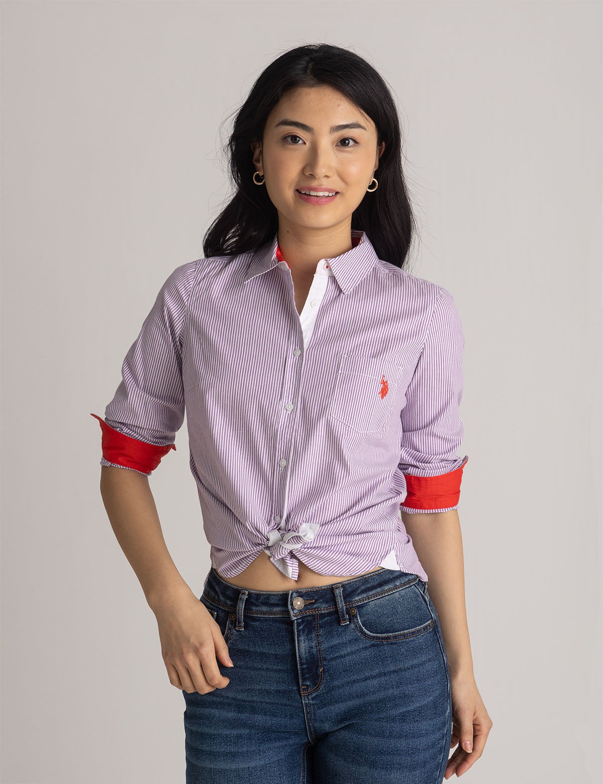 

Рубашка U.S. Polo Assn Striped Poplin Long Sleeve, сиреневый