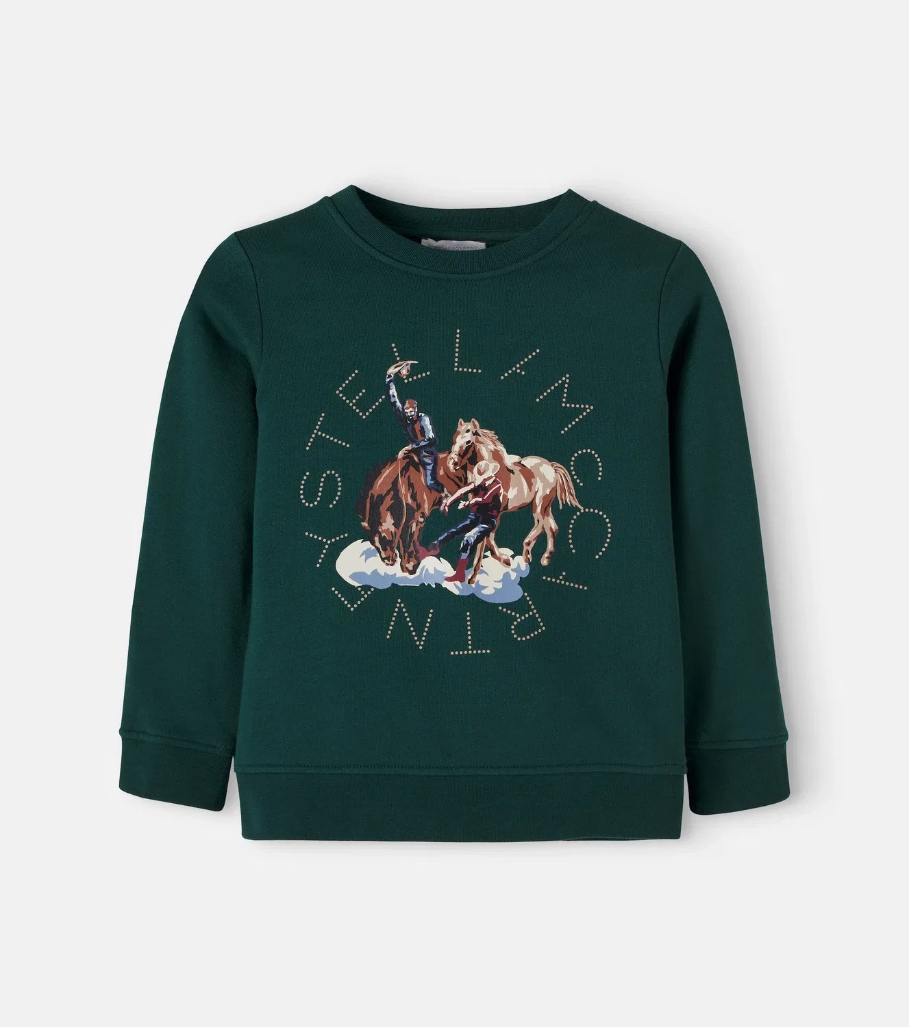 Свитшот из хлопкового флиса с принтом, Stella Mccartney Kids, зеленый