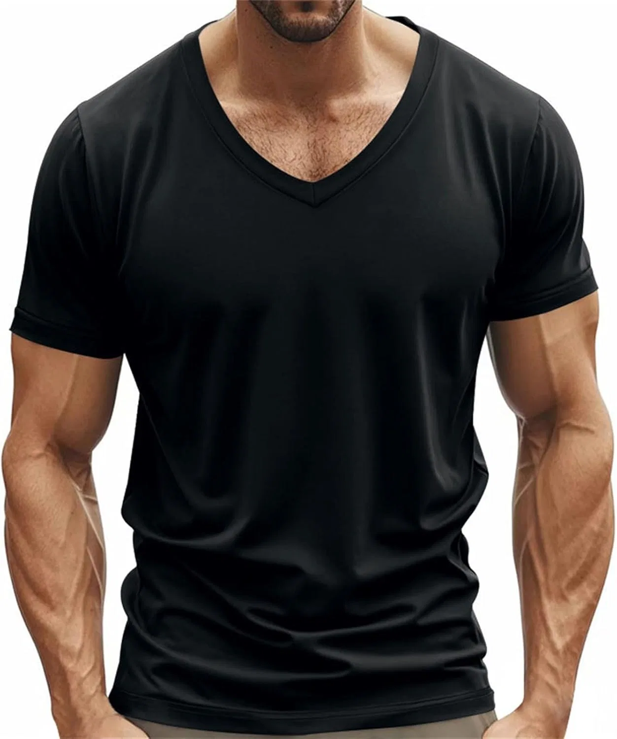 Мужская футболка с V-образным вырезом Cl01-26020801, Black