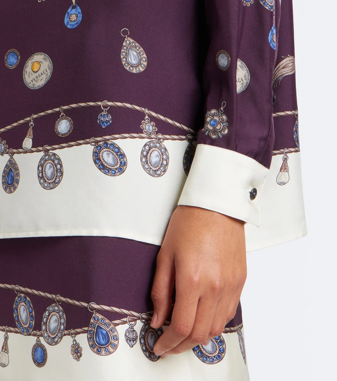 Шелковая рубашка с принтом Versace, мультиколор — фото 4