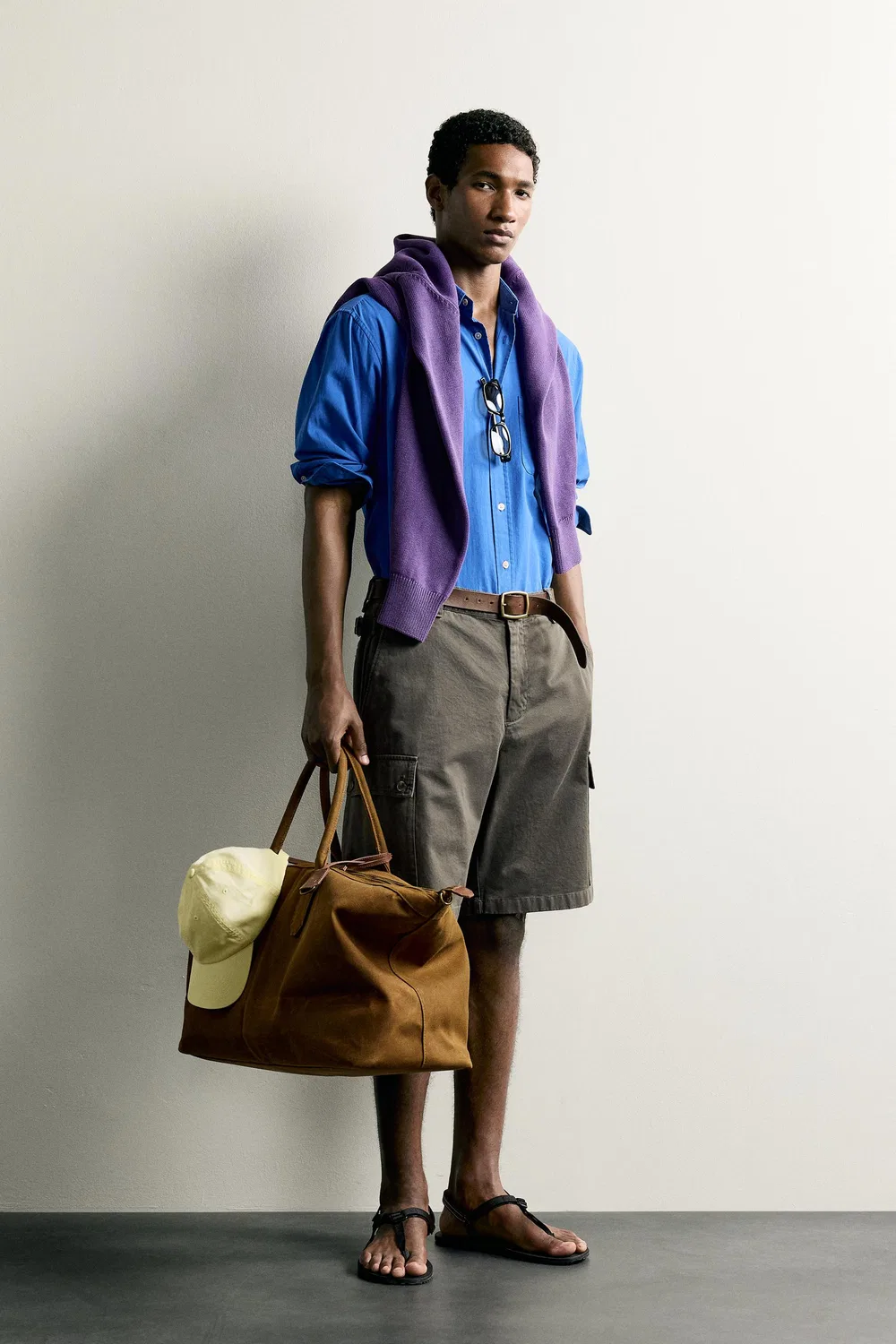Хлопковая рубашка свободного кроя ZARA, Bluish — фото 4