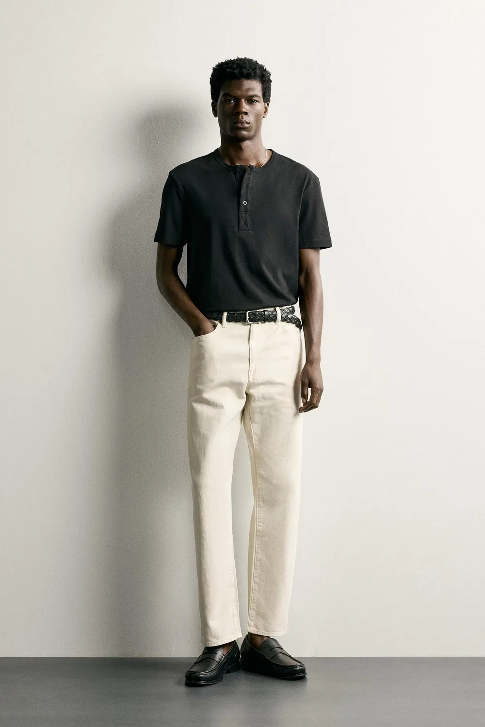 Легкие джинсы стандартного кроя ZARA, Ecru