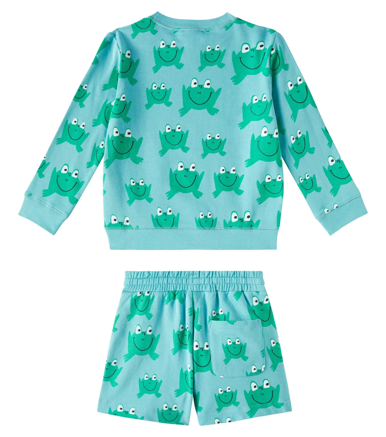 Комплект из флисового хлопкового свитера и спортивных штанов Stella Mccartney Kids, бирюзовый — фото 4