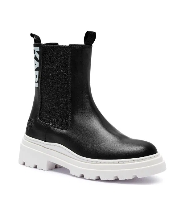 Детские кожаные ботинки Stivaletti di pelle Karl Lagerfeld Kids, черный
