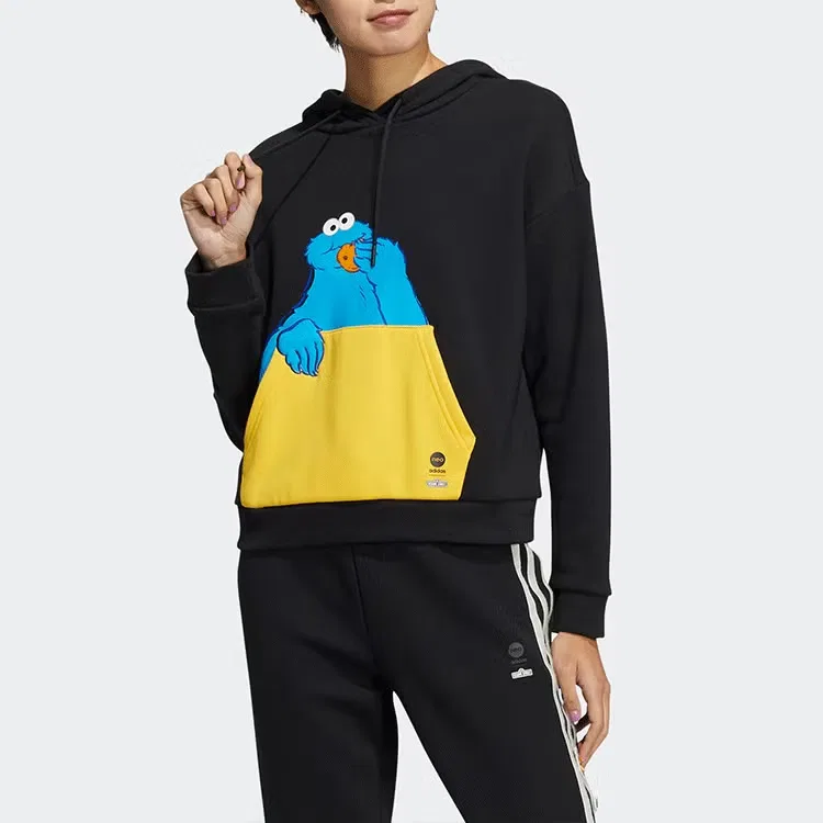 Худи с карманом Sesame Street Adidas, черный