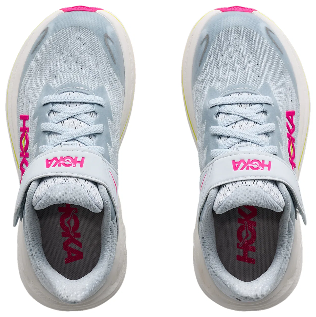 Детские кроссовки для девочек с двойной фиксацией шнурков HOKA Clifton 10, Grey/Pink — фото 4