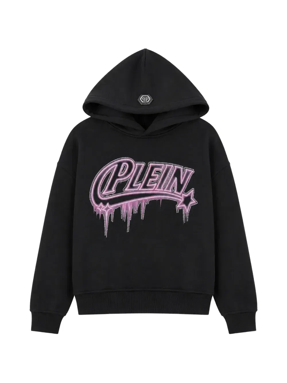 Худи с логотипом и стразами Philipp Plein Junior, черный