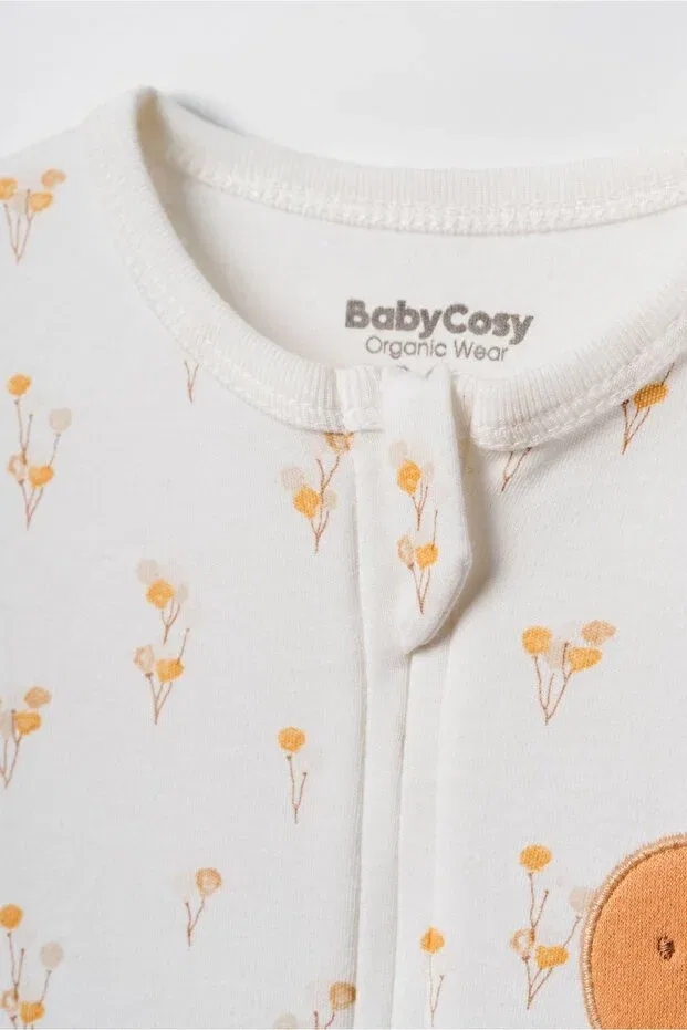 Детский комбинезон хлопковый с длинным рукавом Babycosy Organic Wear, Ecru — фото 3