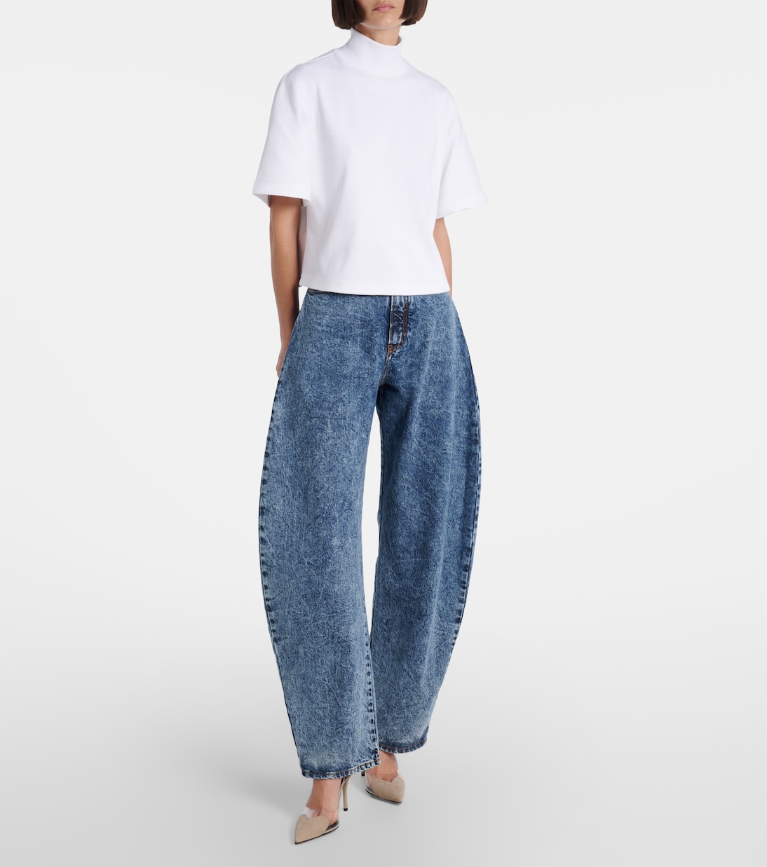 Туфли-лодочки Cœur 90 из замши и ПВХ с открытой пяткой Alaïa, Grege — фото 3