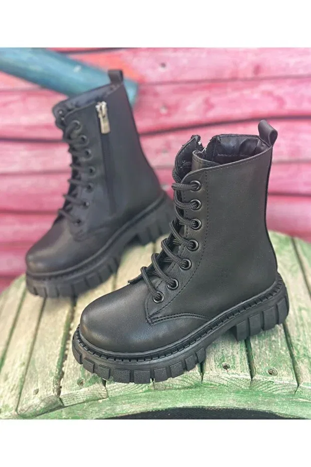 Детские ботинки для девочек на плоском ходу Surpie Shoes, Black