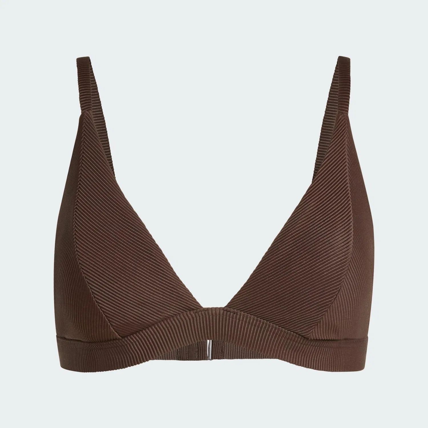Женское бикини-топ с рифленой текстурой Iconisea Ribbed Padded Triangle Bikini Top Adidas, Dunkelbraun — фото 2