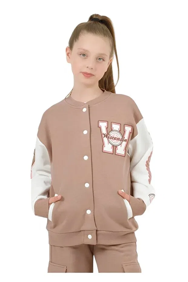 Детский кардиган с воротником-бомбер Dmb Boys & Girls, Taupe
